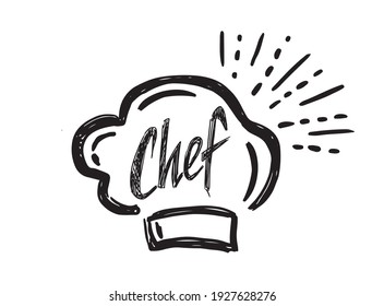 Chef hat, hand drawn style, vector illustration.