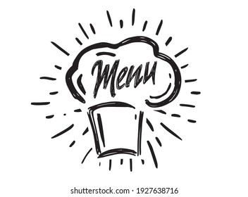 Chef hat, hand drawn style, vector illustration.