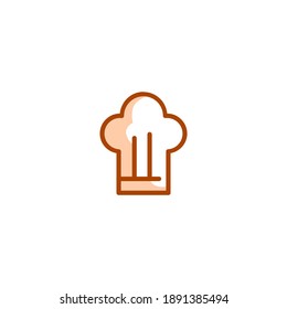 Icono de sombrero de chef. Icono de panadería. Sencillo, plano, contorno, marrón, dos tonos, color.