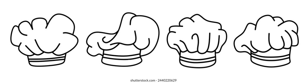 Chef hat icon black line design. Stock vector illustration.
