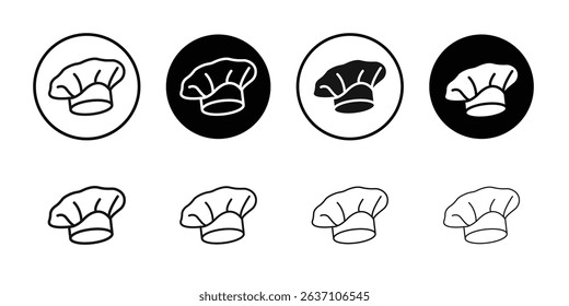 Chef hat icon Black line art vector logo set