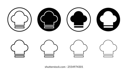 Chef hat icon Black and white outline vector