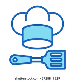 Ilustración vectorial de estilo de color azul del icono del sombrero del cocinero