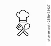 Chef hat icon, cafe, chef, cooker, cooking, vector sign pictogram isolated. Cuisine symbol, logo illustration.