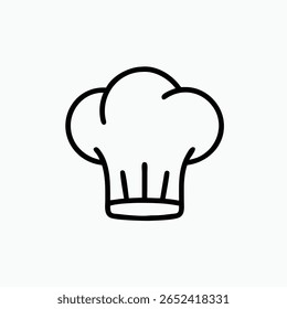 Chef hat icon, cafe, chef, cooker, cooking, vector sign pictogram isolated. Cuisine symbol, logo illustration.	