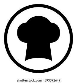 Chef hat icon in circle on white background
