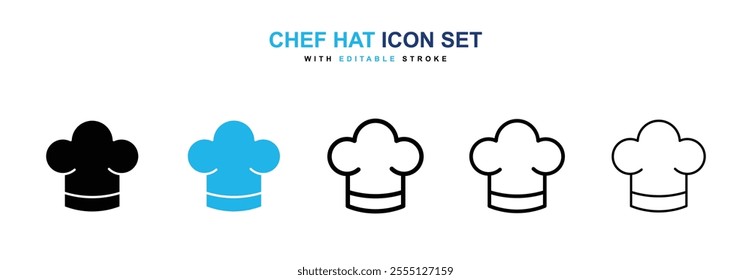 Chef hat icon collection in black and blue colors