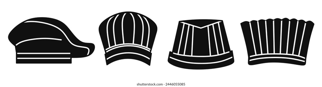 Chef hat icon collection. Stock vector illustration.