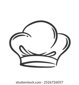 Chef hat icon, contour catering service symbol. Funny toque for head of professional chef or baker. Restaurant, bakery and cooking recipe mascot, hand drawn cookers cap icon vector illustration