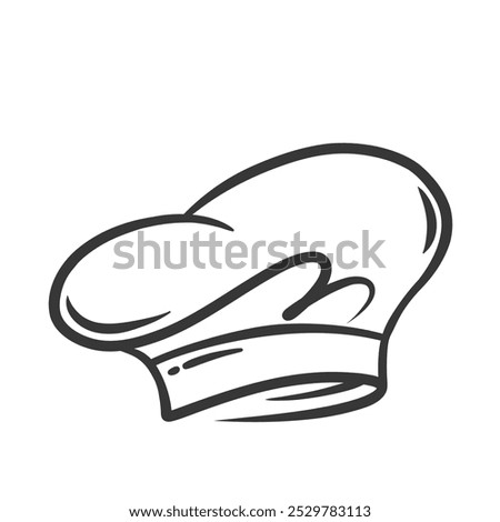 Chef hat icon, contour catering service symbol. Funny toque for head of professional chef or baker. Restaurant, bakery and cooking recipe mascot, hand drawn cookers cap icon vector illustration