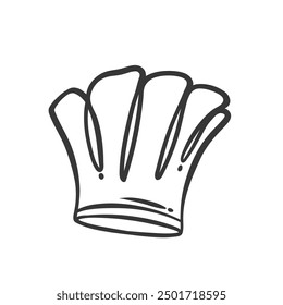 Chef hat icon, contour restaurant food symbol. Funny cap sketch for head of baker and cooker. Cooking and kitchen, gastronomy mascot, hand drawn doodle chefs uniform icon vector illustration