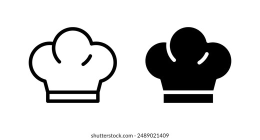 Chef-Hut-Symbol. Vektorillustration mit Kochkappe. Piktogramm des Küchenchefs. Kulinarisches Symbol isoliert