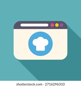 Chef hat icon is displayed on a blue circle against a browser window, hinting at online cooking resources