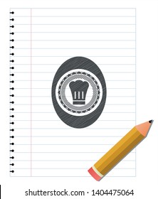 chef hat icon draw with pencil effect. Vector Illustration. Detailed.