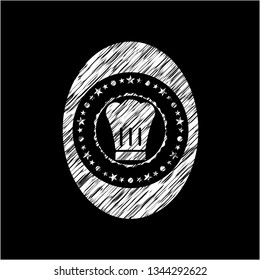 chef hat icon drawn with chalkboard texture