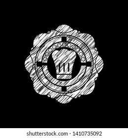 chef hat icon drawn on blackboard