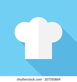 Chef Hat icon. Flat design style modern vector illustration. Isolated on stylish color background. Flat long shadow icon. Elements in flat design.