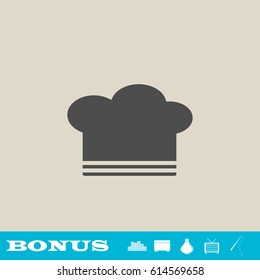 Chef hat icon flat. Grey pictogram on light background. Vector illustration symbol and bonus button real estate, ottoman, vase, tv, fishing rod