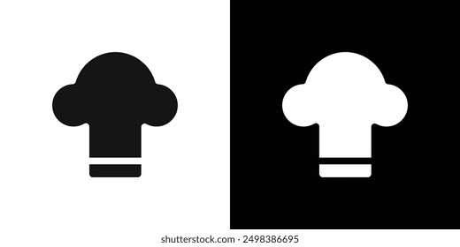 Chef hat icon flat line symbol set.