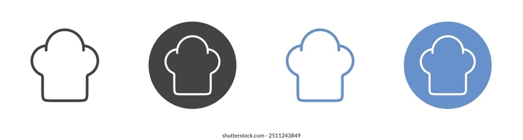 Chef hat icon Flat set in black and white color