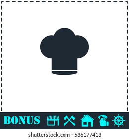 Chef hat icon flat. Simple vector symbol and bonus icon