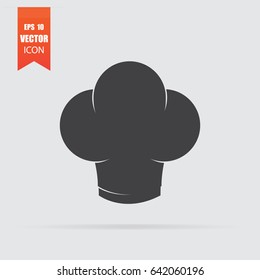 Chef hat icon in flat style isolated on grey background. For your design, logo. Vector illustration.