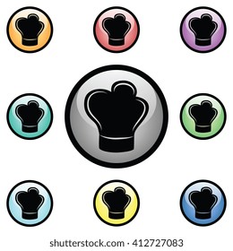Chef Hat Icon Glass Button Icon Set