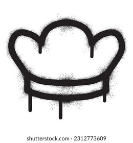 Chef hat icon graffiti with black spray paint.	
