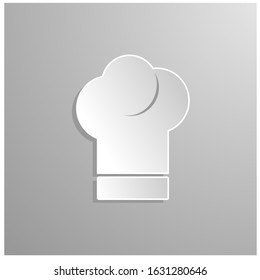chef hat icon with gray background.paper art,vector illutration