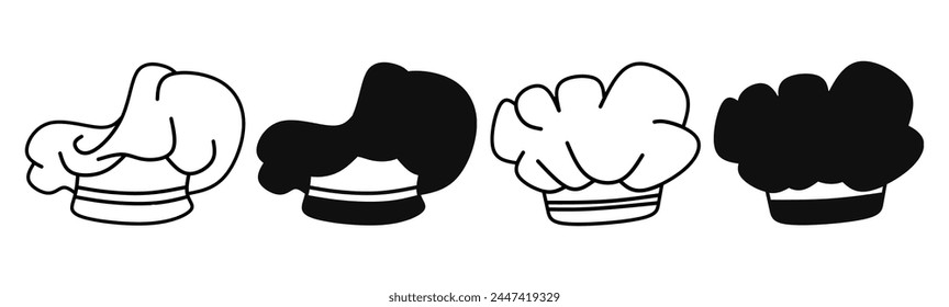 Chef hat icon illustration on white background. Chef hat icon set for business. Stock vector