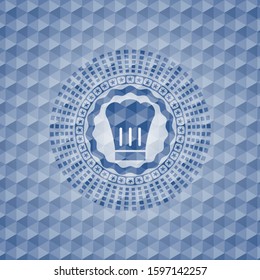 chef hat icon inside blue hexagon badge.