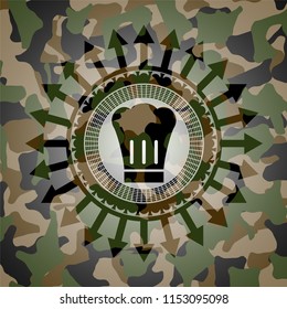 chef hat icon inside camo texture