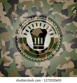 chef hat icon inside camouflage emblem