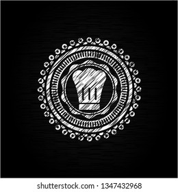 chef hat icon inside chalkboard emblem