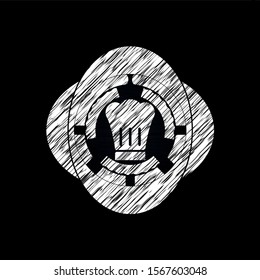 chef hat icon inside chalkboard emblem