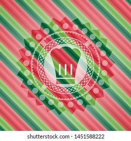 chef hat icon inside christmas style emblem.
