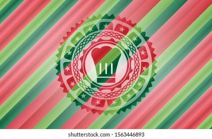 chef hat icon inside christmas style badge..