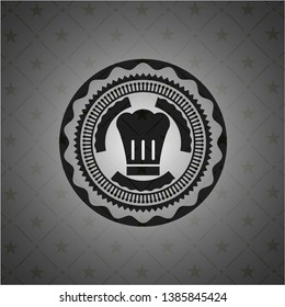 chef hat icon inside dark emblem. Retro
