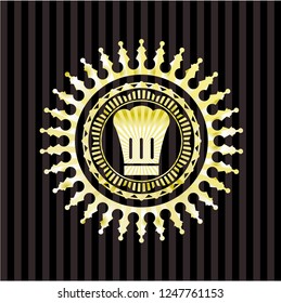 chef hat icon inside golden badge
