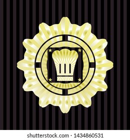 chef hat icon inside golden emblem