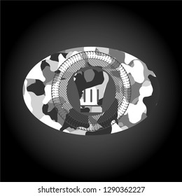 chef hat icon inside grey camouflage texture