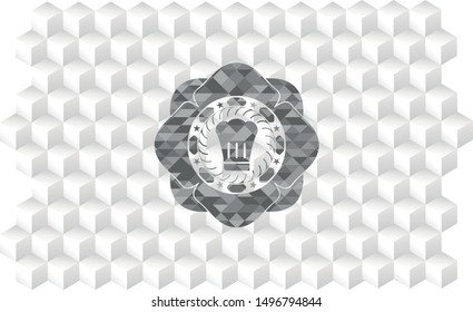chef hat icon inside grey emblem. Retro with geometric cube white background