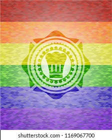 chef hat icon inside lgbt colors emblem 