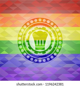 chef hat icon inside lgbt colors emblem 