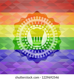 chef hat icon inside lgbt colors emblem 