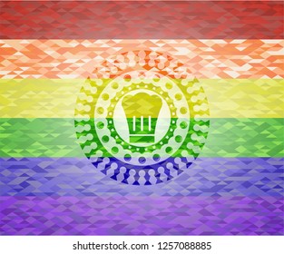 chef hat icon inside lgbt colors emblem 
