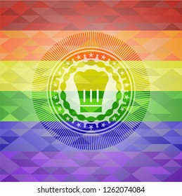 chef hat icon inside lgbt colors emblem 