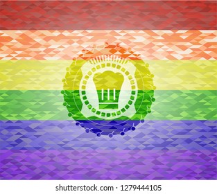 chef hat icon inside lgbt colors emblem 