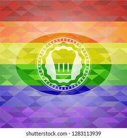 chef hat icon inside lgbt colors emblem 