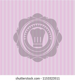 chef hat icon inside pink emblem